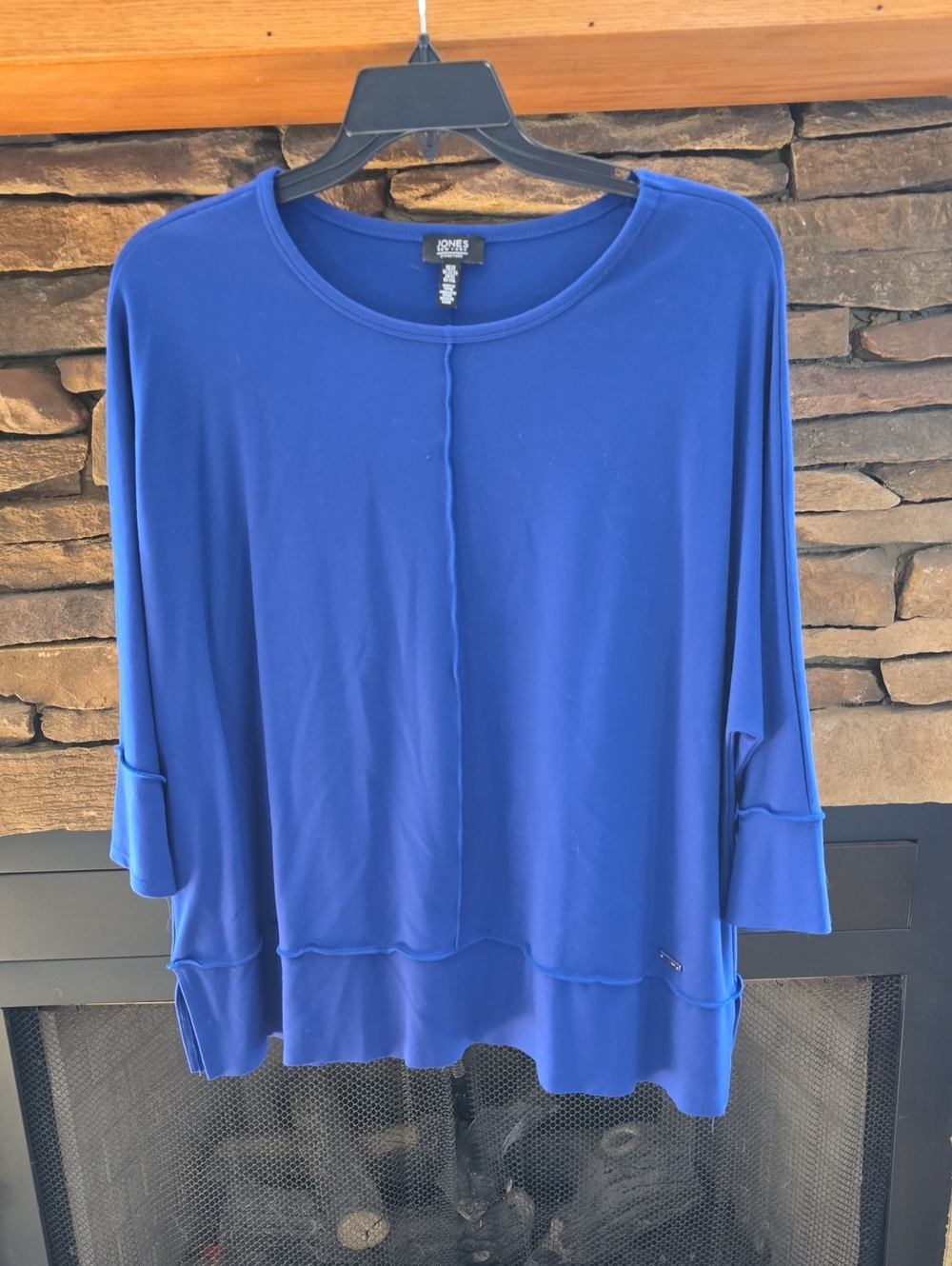 Jones New York Blue Relaxed Seam-Front Tunic